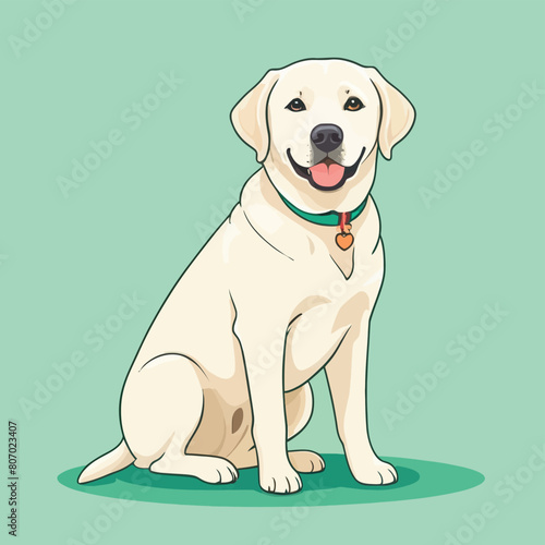 Vector illustration of a cute cartoon white labrador retriever sitting