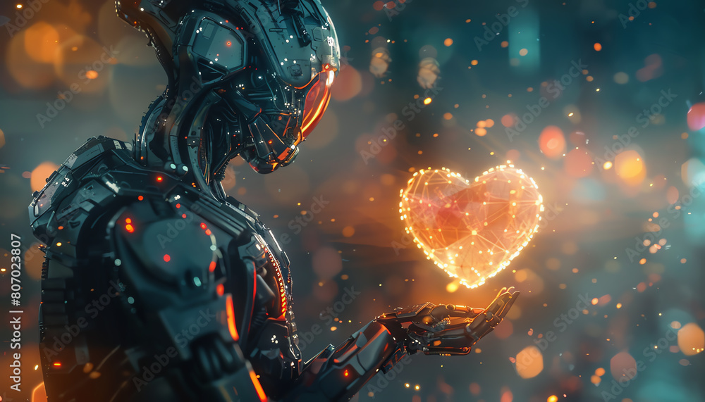 Imagine a digital masterpiece blending futuristic elements with the essence of romance Picture nanobots creating a heart-shaped illusion around lovers Imagine a digital masterpiece blending futuristic elements with the essence of romance Picture nanobots creating a heart-shaped illusion around lovers