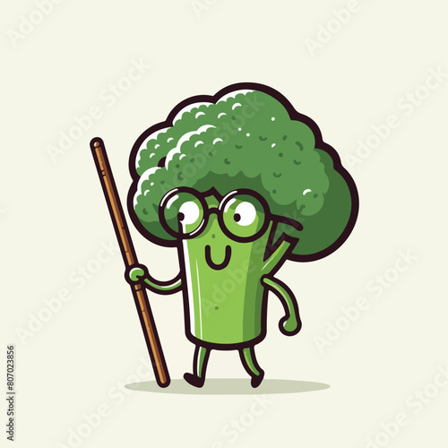 vector style illustration cute happy broccoli mascot