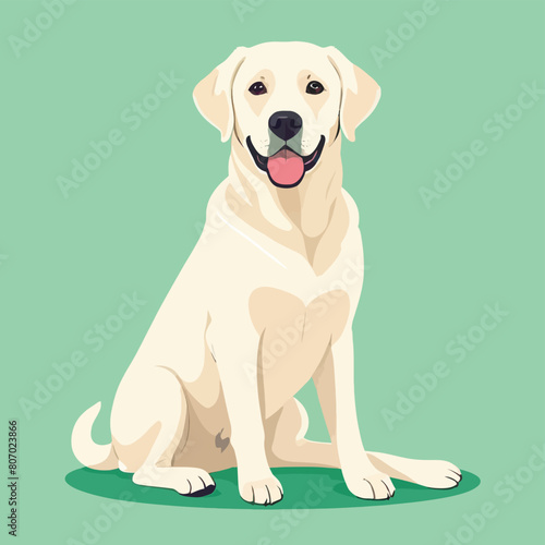Vector illustration of a cute cartoon white labrador retriever sitting