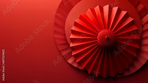  A red wall's center features two circular objects