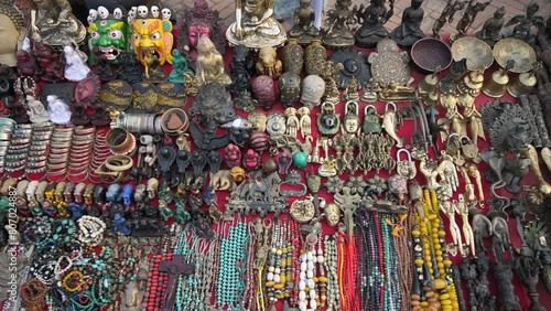 Nepal Basantapur Kathmandu Durbar Square Religeous Goods Shop Slow Motion Stabilizer L Closeup World Heritage Site photo