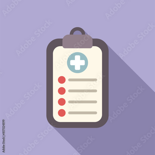 Medical board icon flat vector. Medical patient card. Form diagnostic