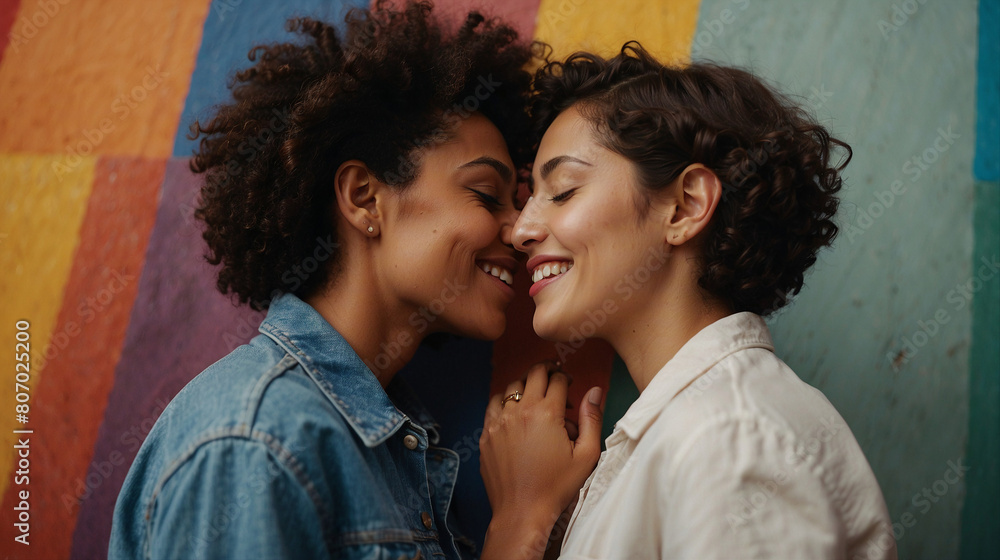 Generative AI picture, bisexual gay person with rainbow flag, LGBT people gay pride month Generative AI picture, bisexual gay person with rainbow flag, LGBT people gay pride month