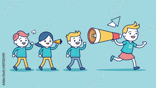 A handdrawn comic strip showing a group of characters passing around a megaphone and repeating the same message highlighting the echo effect within an.
