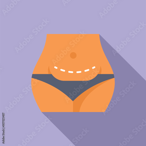 Abdominal liposuction icon flat vector. Obese problem. Female clinic procedure