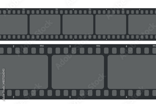 Movie long film strip close up. Cinema and filmmaking concept. Vector illustration