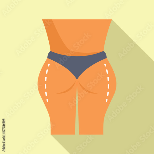 Back female body liposuction icon flat vector. Medicine abdomen. Loose weight