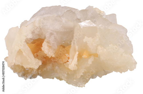 Dolomite anhydrous carbonate composed of calcium magnesium carbonate mineral rock isolated on white background. Mineralogy stone concept