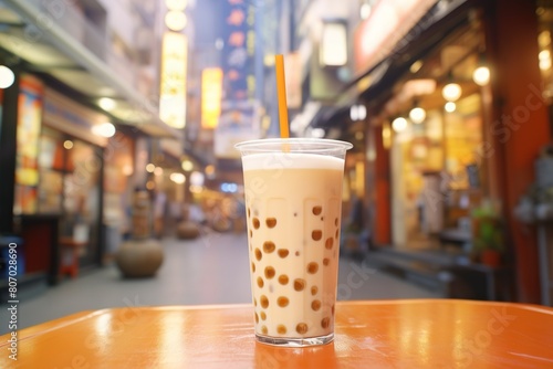 Taiwan pearl milk tea with bubble at ximending in taipei  taiwan