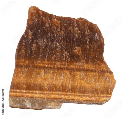 Riebeckite crocidolite rock isolated on white background. Mineralogy stones gem concept. photo