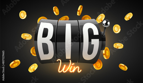 Black slot machine wins the jackpot. 777 Big win concept. Casino jackpot.