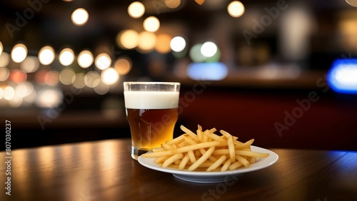 french fries and drinks view, bokeh backgrounds