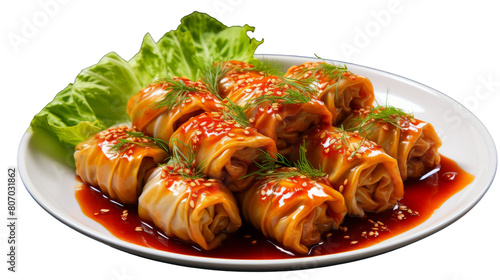 Savory Stuffed Cabbage Delight Isolated on Transparent Background PNG Format