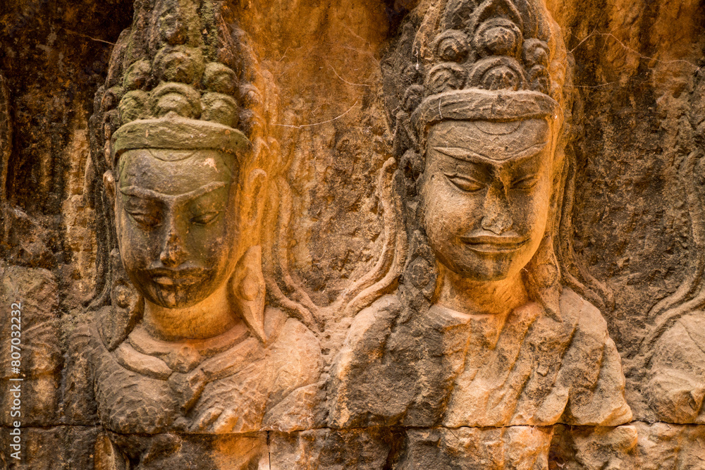 Asperas at the Terrace of the Leper King, Angkor, Cambod Asperas at the Terrace of the Leper King, Angkor, Cambod
