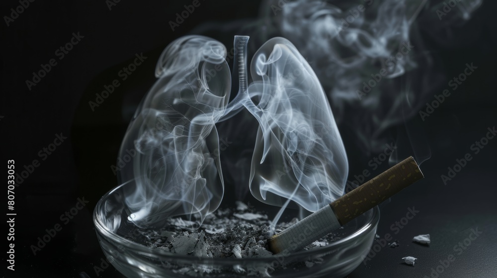 Smoke formation shaped as human lungs. Illustration of smokers lungs ...