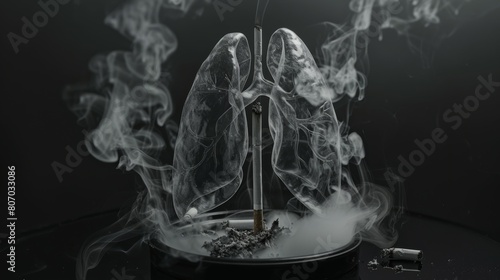 Smoke formation shaped as human lungs. Illustration of smokers lungs which could be used in non-smoking campaigns or lung cancer campaigns.