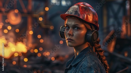 A Female Steel Factory Worker Is Captured In Action At Work, Background HD For Designer 