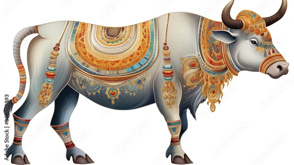 Obraz premium Illustration of Nandi on a White Background