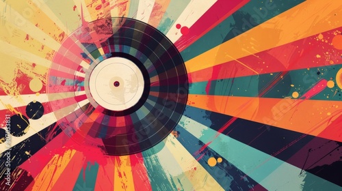 Old vinyl record on a grunge background. Retro music concept. Abstract grunge music background