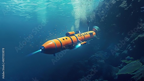An underwater drone exploring the depths of the ocean, mapping new territories for scientific research photo