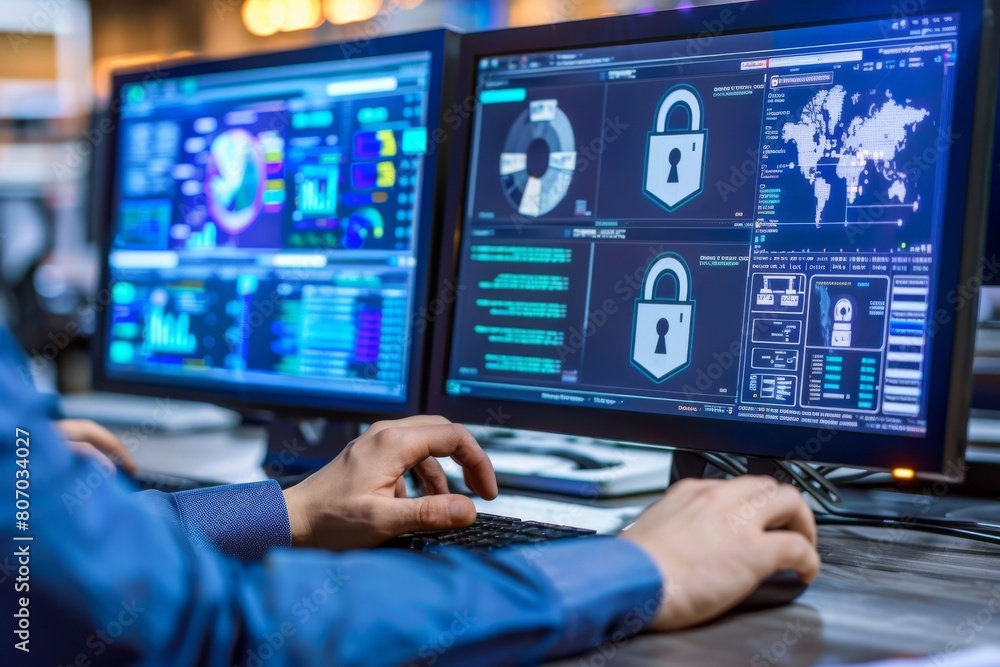 Fototapeta premium Cyber audits protect user data confidentiality with robust secure network defenses and focused encryption practices.