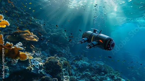 Wallpaper Mural An underwater drone exploring the depths of the ocean, mapping new territories for scientific research Torontodigital.ca