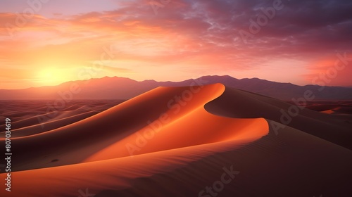 Sunset over sand dunes in Death Valley National Park, California