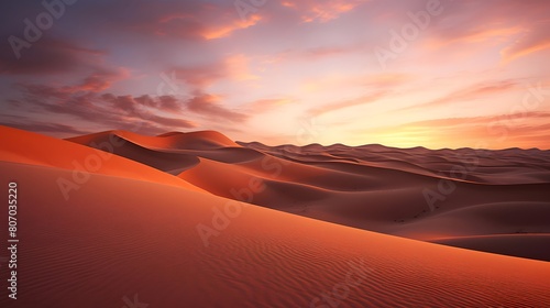 Desert sand dunes panorama at sunset. Nature composition. © Michelle