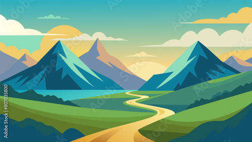 Sweeping valleys and distant peaks stretch out beneath the climber signifying the vast potential for growth and selfimprovement that comes with. Vector illustration