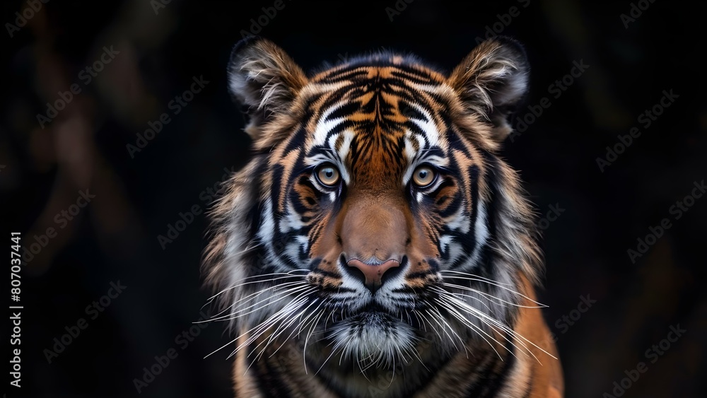Close-up Tiger Head with Vibrant Colors and Wide Eyes: Perfect for Wallpaper. Concept Wildlife Photography, Animal Portraits, Colorful Aesthetics, Close-up Shots, Vibrant Nature Close-up Tiger Head with Vibrant Colors and Wide Eyes: Perfect for Wallpaper. Concept Wildlife Photography, Animal Portraits, Colorful Aesthetics, Close-up Shots, Vibrant Nature