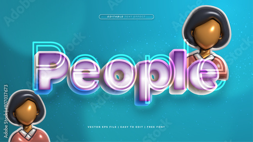Blue purple violet and brown people 3d editable text effect - font style