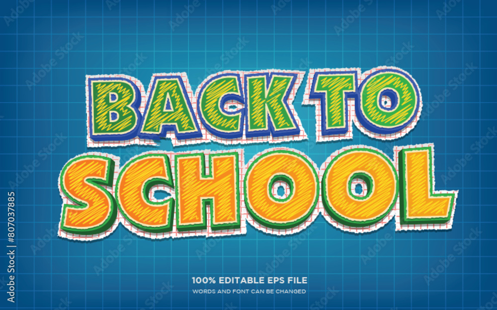 Fototapeta premium Back To School 3D editable text style effect