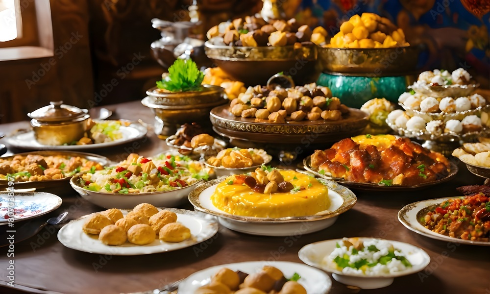 a large table with national Kazakh food and sweets.jpg
