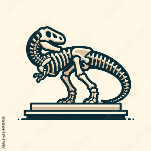 illustration of fossilized skeleton of ancient dinosaur bones