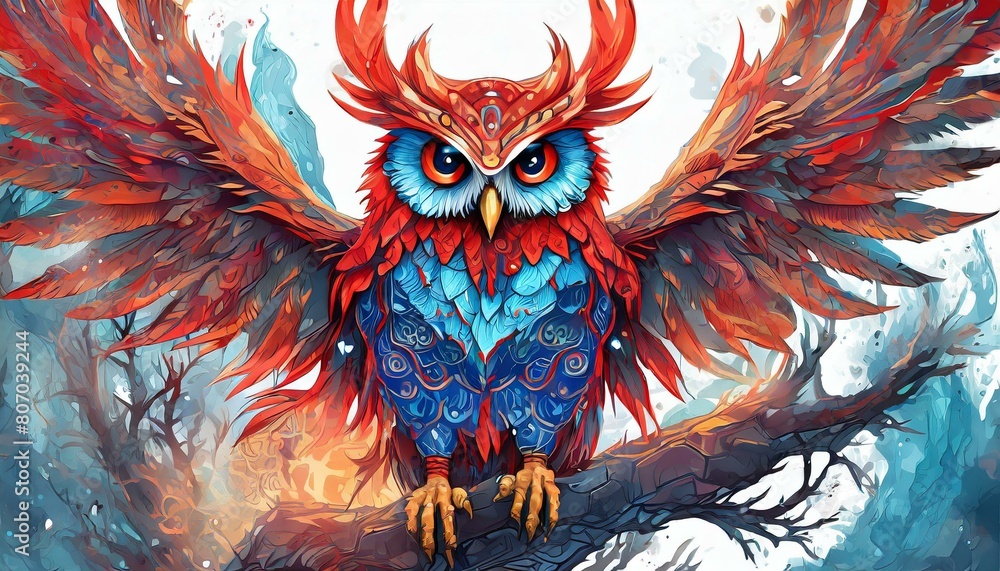 Fototapeta premium Magical Mythical Phoenix Owl