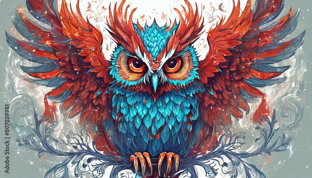 Fototapeta premium Magical Mythical Phoenix Owl