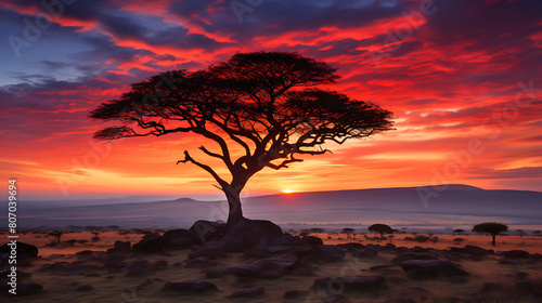 Sunrise Over the Serengeti: Paint the horizon ablaze with color.