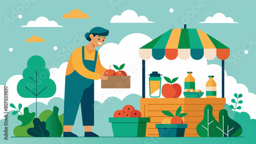 A person supporting local farmers by shopping at a farmers market contributing to the local economy and reducing their carbon footprint..