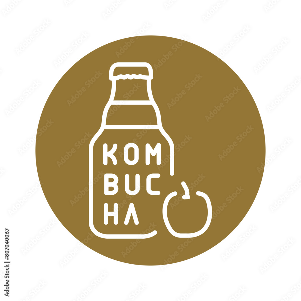 Kombucha homemade tea in bottle. Natural element. Pictogram for web page, mobile app, promo Kombucha homemade tea in bottle. Natural element. Pictogram for web page, mobile app, promo