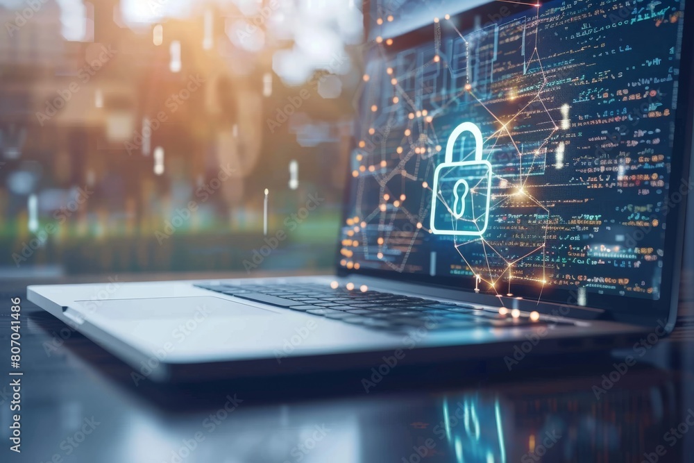 Obraz premium Employing encryption and firewall protections to secure network data and enhance privacy against cyber threats and attacks.