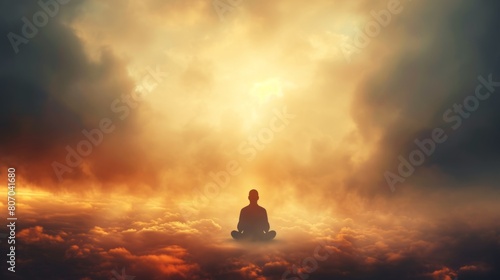 Person Praying and Meditating in Tranquility