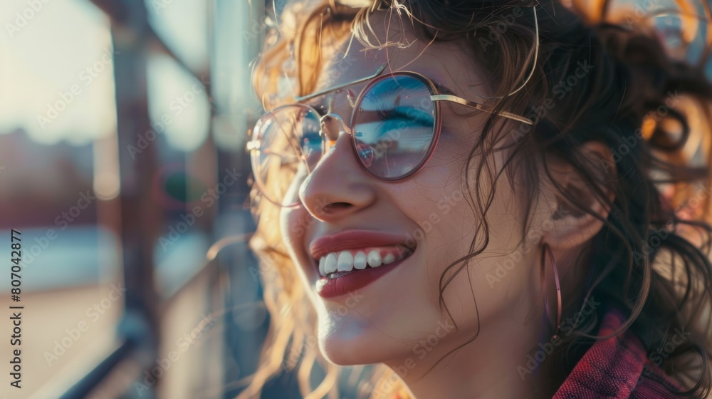 pretty smiling woman in transparent glasses generative ai pretty smiling woman in transparent glasses generative ai