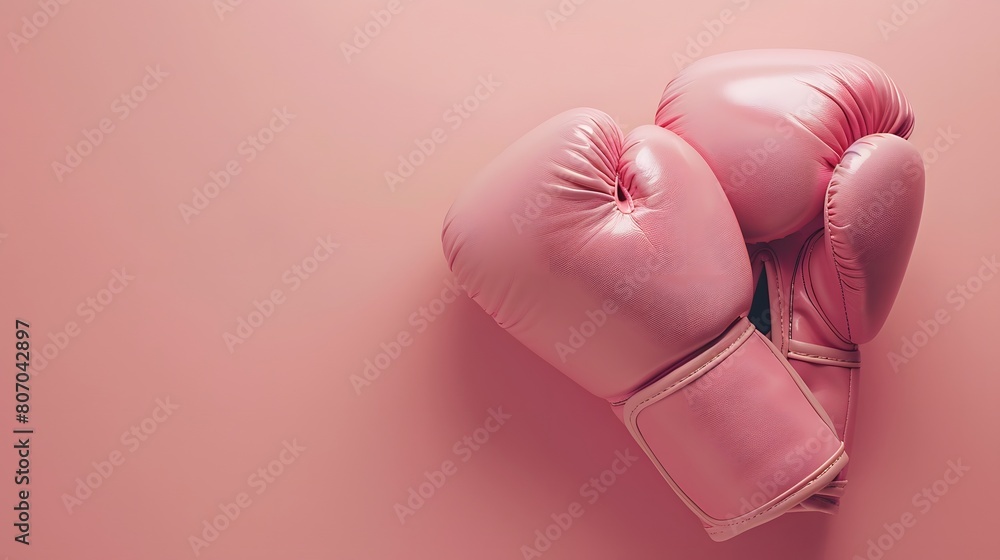soft pink boxing gloves, lots of copy space
