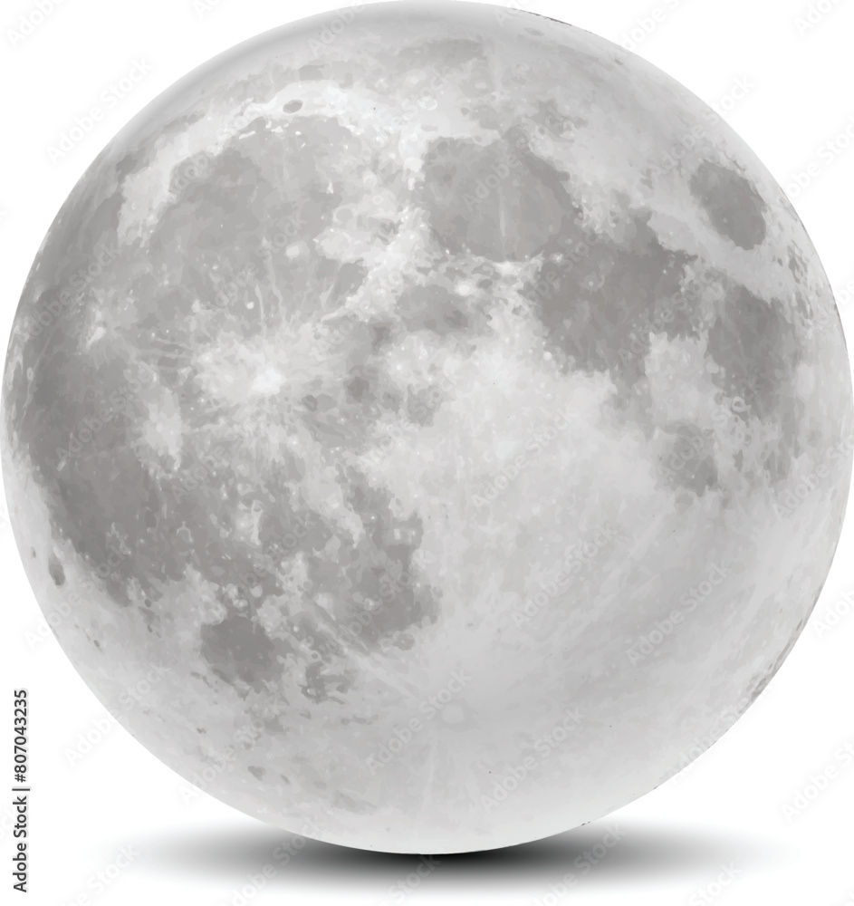Image of the Moon on a white background. Realistic illustration. Image of the Moon on a white background. Realistic illustration.
