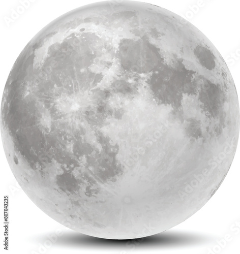 Image of the Moon on a white background. Realistic illustration. © kjolak