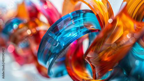 Colorful abstract glass sculpture shapes