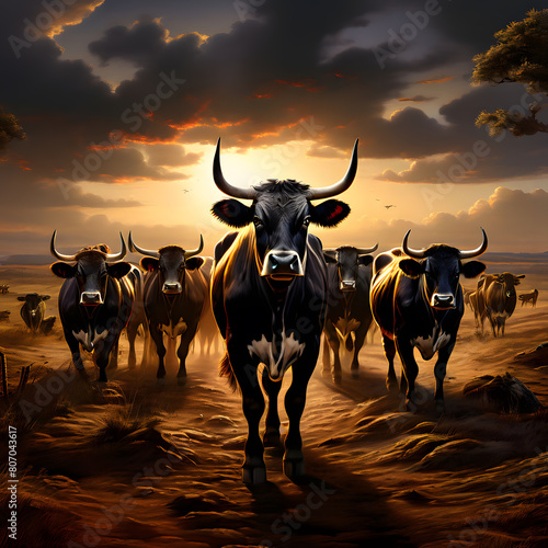 large herd of cattle, ai-generatet