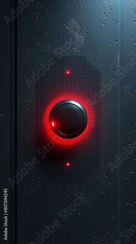 Dramatic 3D carbon limit alarm, minimalist design, glowing red alert on a dark backdrop photo