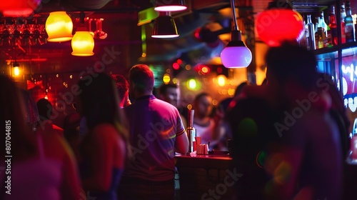 Nightlife and Entertainment - Night scenes of entertainment venues, bars, and live performances. 